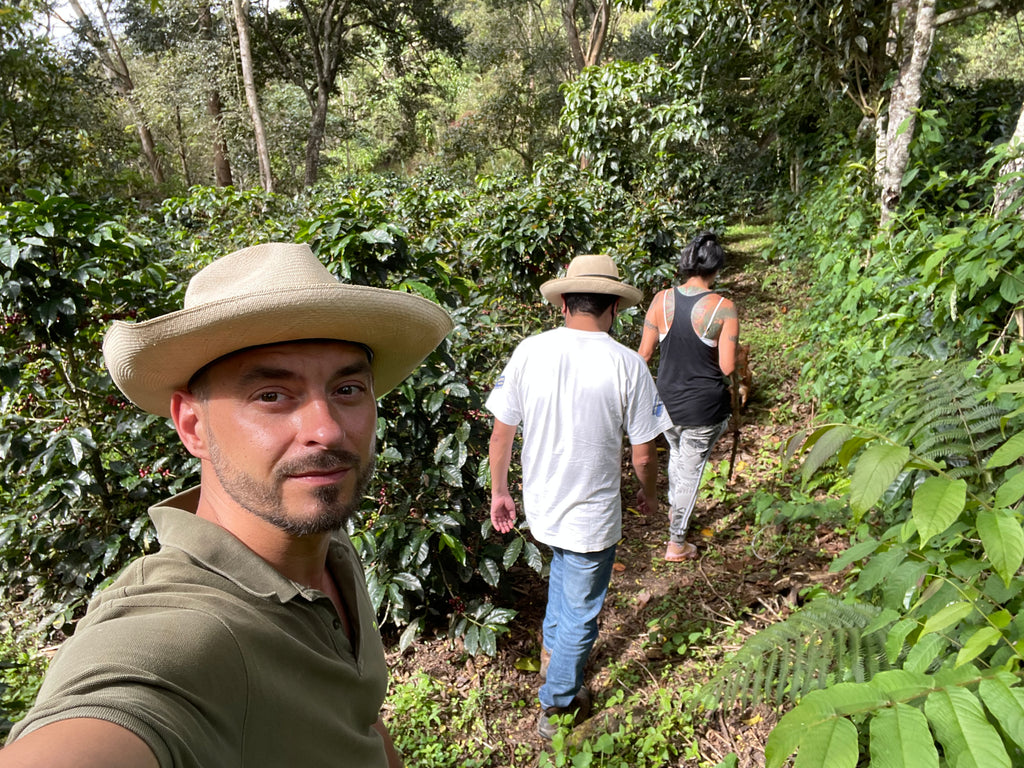 In the coffee fields with Juan Pablo and his sister. 